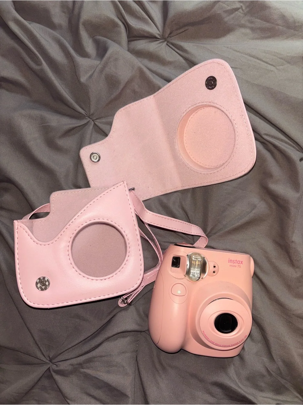 Fujifilm Instax Mini Instant Camera with Pink Case and Strap